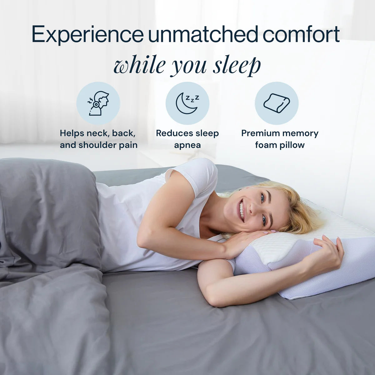 Memory Foam Pillow, Ergonomic Contour Orthopedic Pillow for Neck Pain.