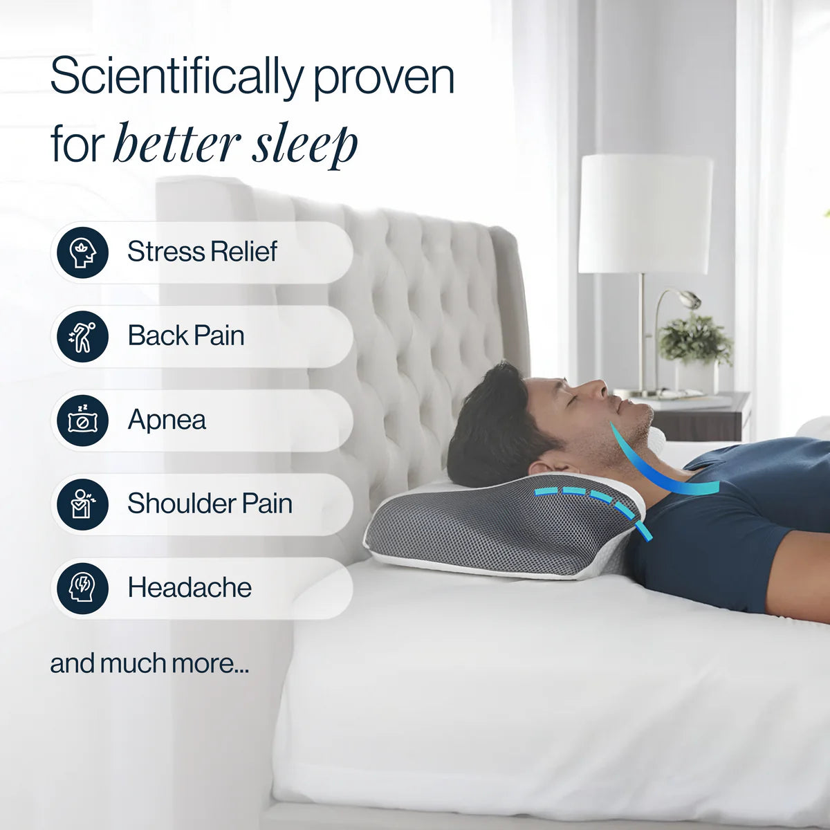 Memory Foam Pillow, Ergonomic Contour Orthopedic Pillow for Neck Pain.