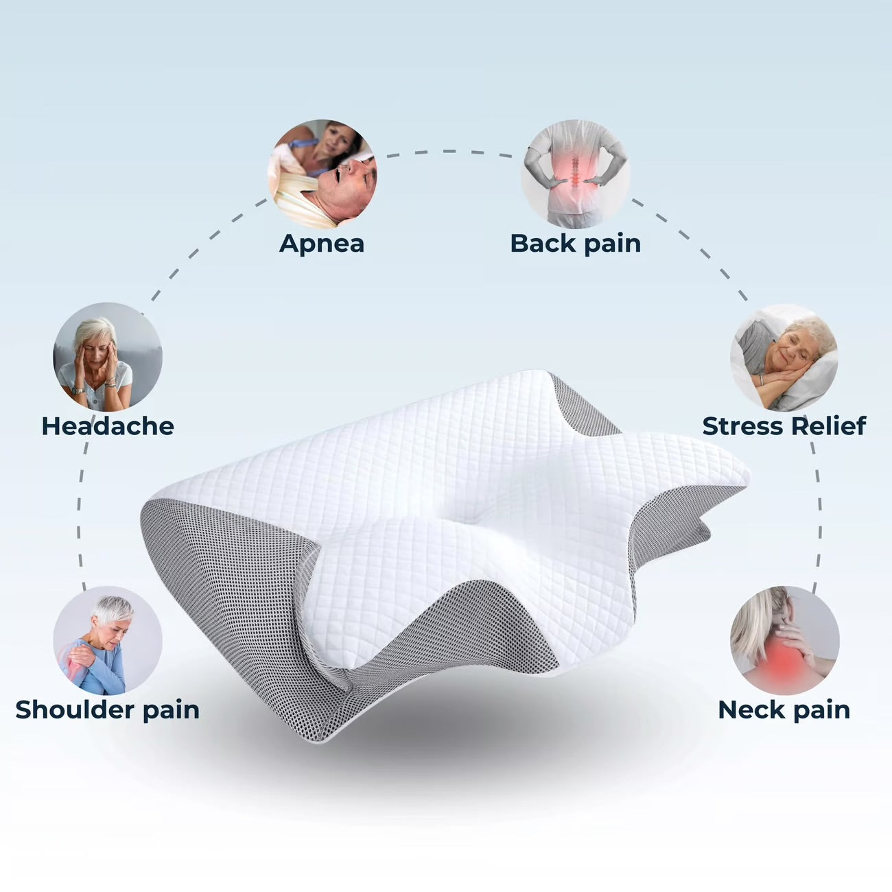 Memory Foam Pillow, Ergonomic Contour Orthopedic Pillow for Neck Pain.