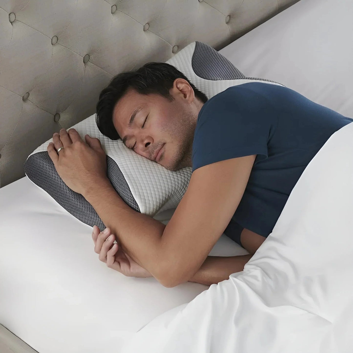 Memory Foam Pillow, Ergonomic Contour Orthopedic Pillow for Neck Pain.