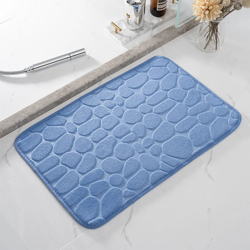 Cobblestone Embossed Bathroom Bath Mat Non-slip Carpets Foam Pad