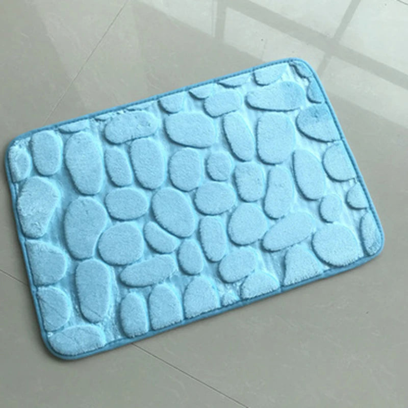 Cobblestone Embossed Bathroom Bath Mat Non-slip Carpets Foam Pad