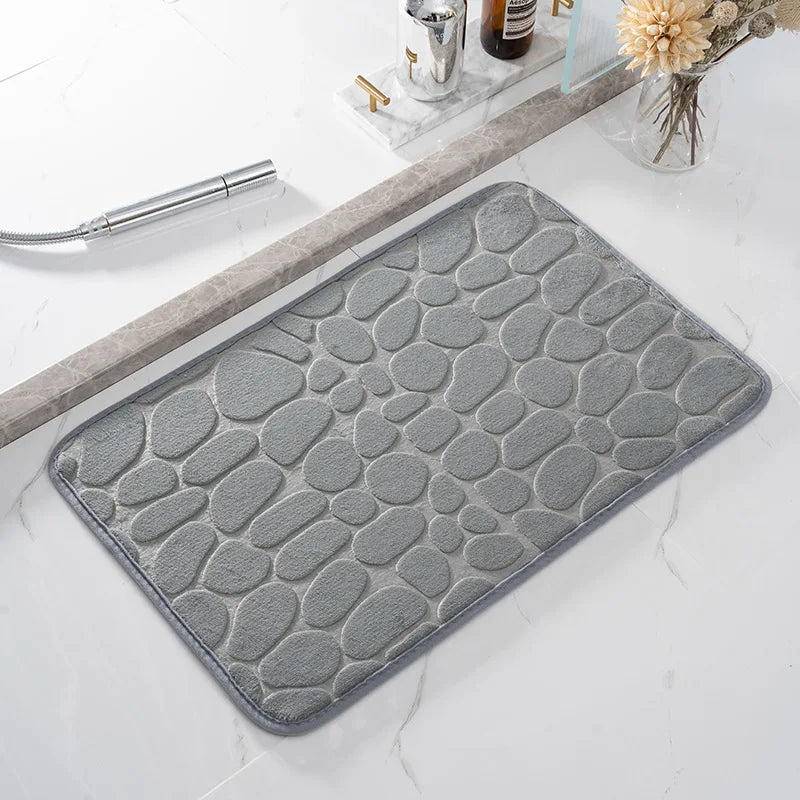 Cobblestone Embossed Bathroom Bath Mat Non-slip Carpets Foam Pad