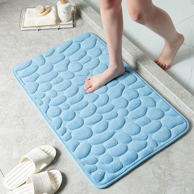 Cobblestone Embossed Bathroom Bath Mat Non-slip Carpets Foam Pad