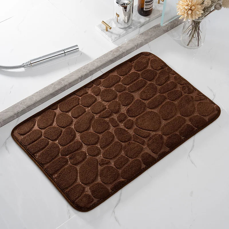 Cobblestone Embossed Bathroom Bath Mat Non-slip Carpets Foam Pad