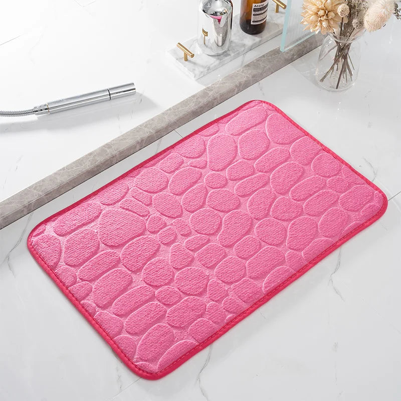 Cobblestone Embossed Bathroom Bath Mat Non-slip Carpets Foam Pad