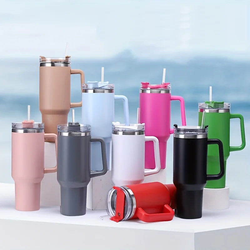 1200ML Bingba Cup Stainless Steel Insulated Water Bottle, With Handle Straw